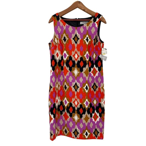 Kim Rogers Women’s Dress Sheath Sleeveless Red Multi Print Career Statement 10 - Picture 2 of 10